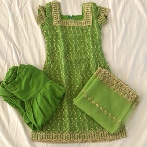 Traditional Indian Punjabi green suit set